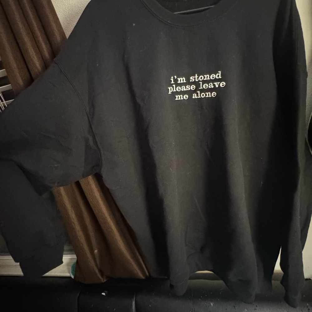 Oversized Black Stoner Graphic Sweatshirt